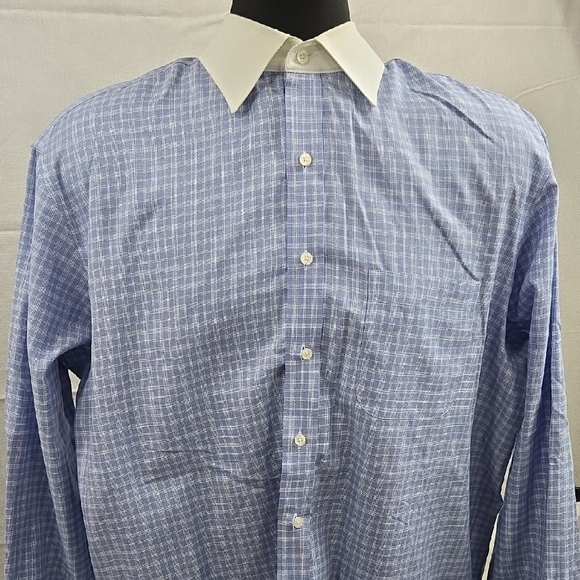 U.S. Polo Assn. Blue Plaid French Cuff Dress Shirt 17.5-36 - Picture 1 of 6